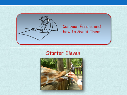 Avoiding Common Errors - Starter Activities