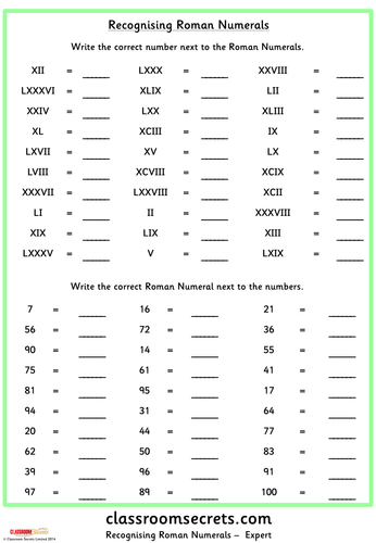 Planning for Roman Numerals and negative numbers | Teaching Resources