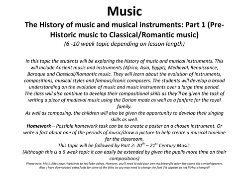 the history of music part 1 teaching resources