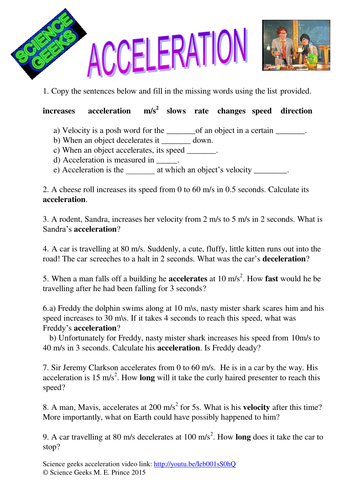 SCIENCE -  GCSE PHYSICS - ACCELERATION