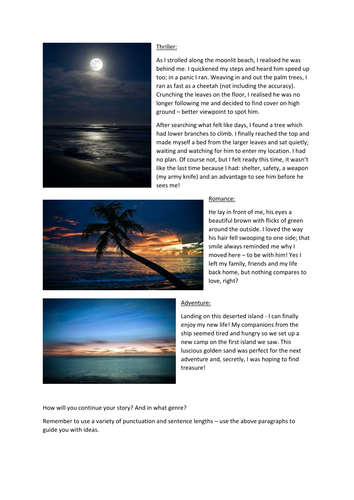 description of desert island creative writing