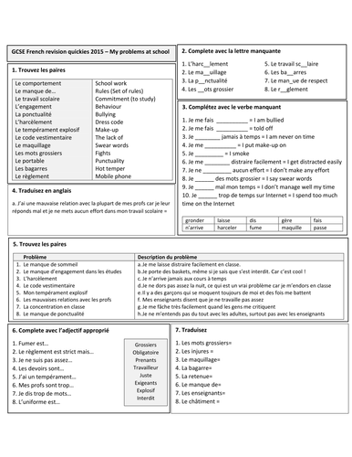 GCSE French revision quickies 2015 | Teaching Resources