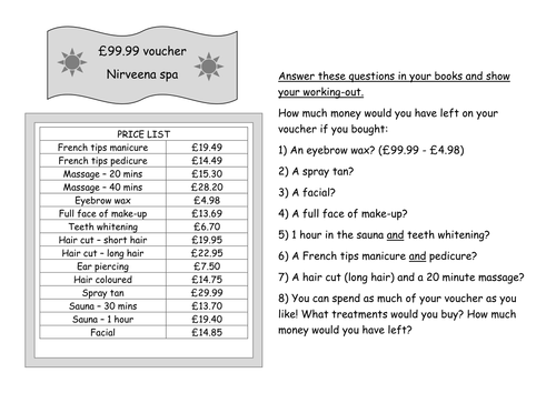 Subtracting using decimals | Teaching Resources