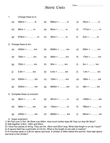 Metric Units Conversion Worksheet | Teaching Resources