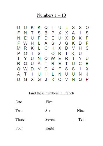 simple numbers 1 10 in french teaching resources