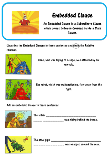 Super Grammar - Embedded Clause - SPaG by lastingliteracy - Teaching