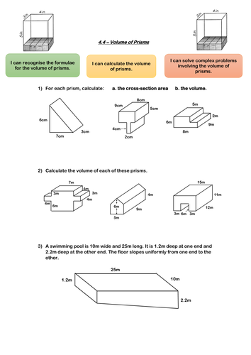 GCSE Higher Revision - 4.4. Volume of a Prism | Teaching Resources