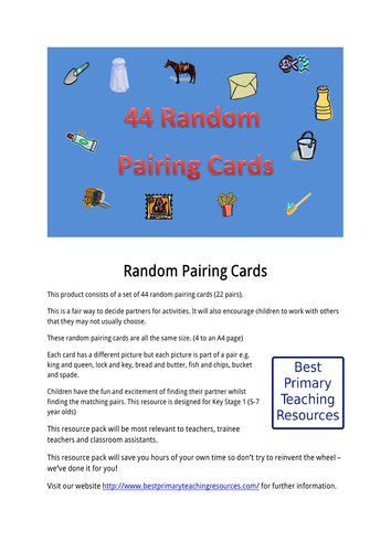 Partner Pairing Cards [Matching Pairs]