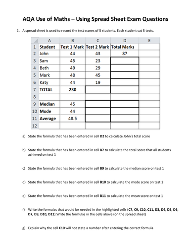 Basics of spreadsheets | Teaching Resources