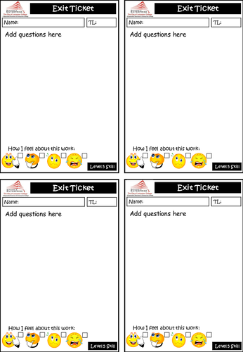 quick exit ticket template for afl teaching resources