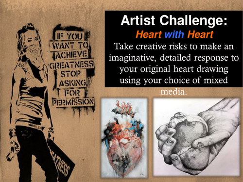 Mixed-Media Heart drawing GCSE Art