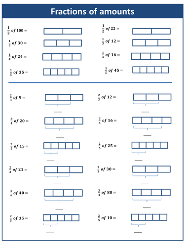 Finding Unit Fractions Of Amounts Year 3 Worksheet