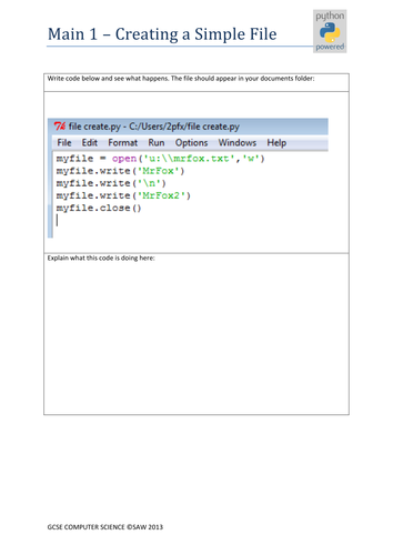 A453 - Python Reading Writing Sorting Files | Teaching Resources