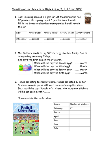 Word Problems - counting on in multiples | Teaching Resources