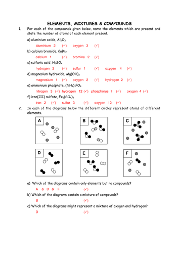 Printables Elements And Compounds Worksheet element or compound worksheet davezan elements