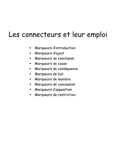KS5 French  Connectives - Booklet