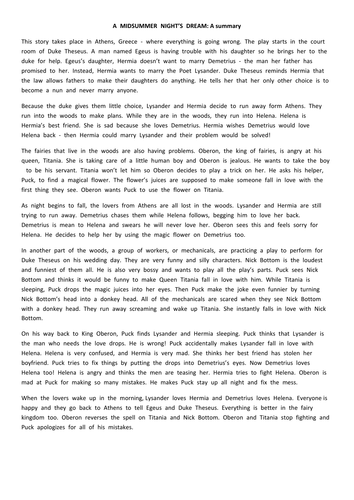 A Midsummer Night's Dream - Year 8 | Teaching Resources