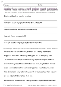 speech marks homework ks2