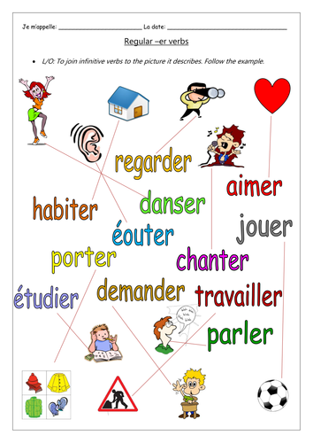 french planting a regular er verb worksheets