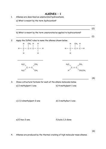 Chemistry: Alkene Molecules