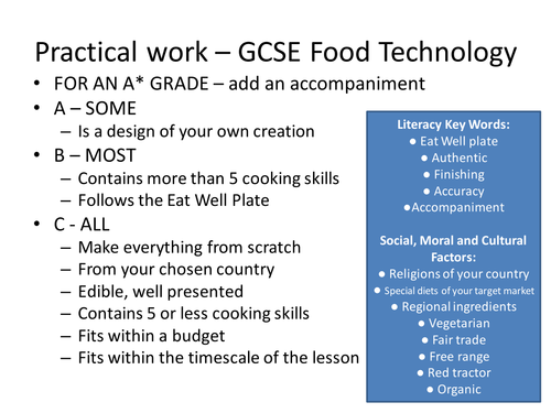 food tech coursework grade boundaries
