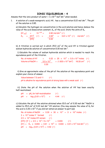 Chemistry: Equilibrium Reactions and pH curves | Teaching Resources