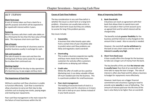 Measuring and Improving Cashflow