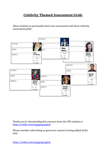 Celebrity Themed Assessment Pack