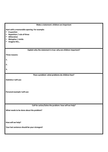 Persuasive Speech Writing (Children's rights) | Teaching Resources