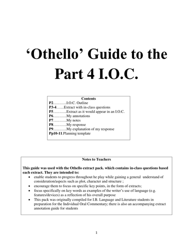 Responding to an #39 Othello #39 extract Teaching Resources