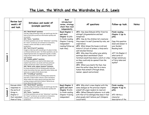 Printables The Lion The Witch And The Wardrobe Worksheets guided reading planning the lion witch and wardrobe by preview resource