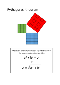 Finding the length of a line using Pythagoras' Theorem KS3 KS4 Posters ...