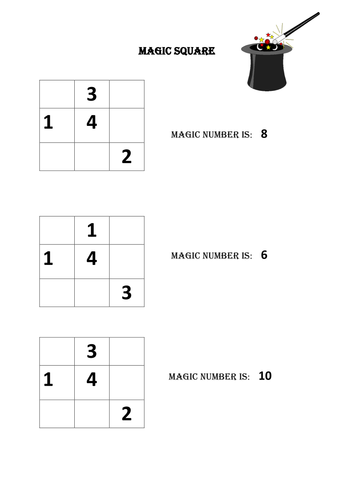 Magic Square Addition Game Teaching Resources