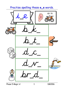 Phase 5 i-e grapheme [magic e, split digraph]: activities, game and ...