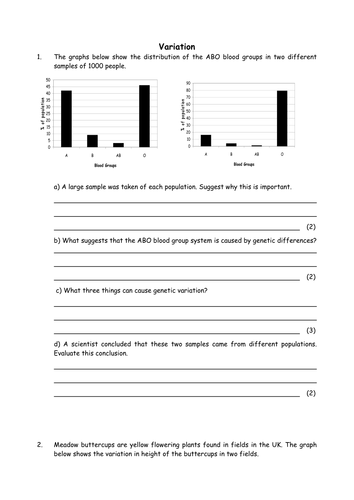 Biology: Genetic variation | Teaching Resources