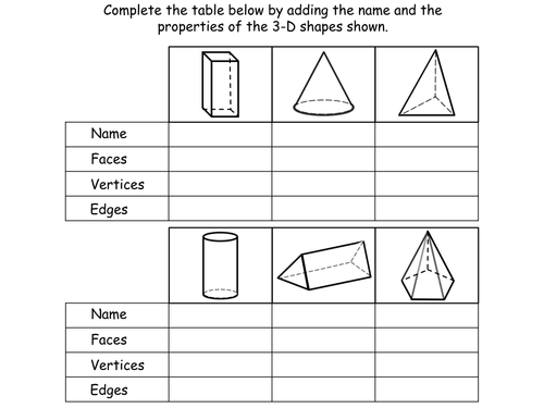 3d shape homework year 3