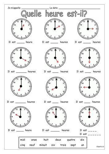 Quelle heure est-il? Activity Booklet by labellaroma - Teaching