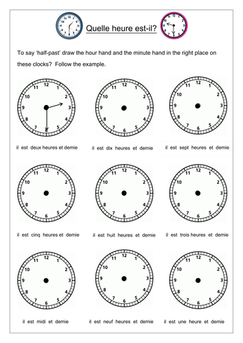 FRENCH TIME - Quelle heure est-il? Activity Booklet - Worksheets ...