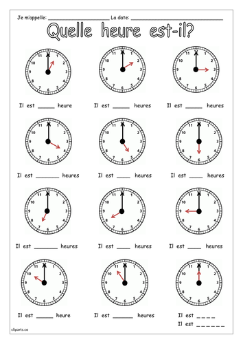Quelle heure est-il? Activity Booklet by labellaroma - Teaching ...