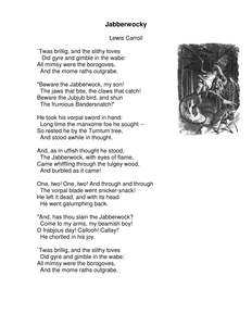 KS2/KS3 Poetry - ‘Jabberwocky’ - Making Sense Of Nonsense by ...