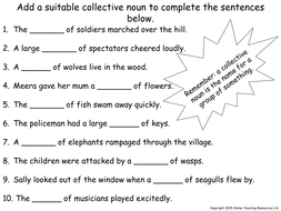 collective nouns animated powerpoint presentation and worksheet