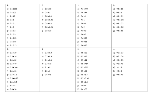 Multiplying decimals | Teaching Resources