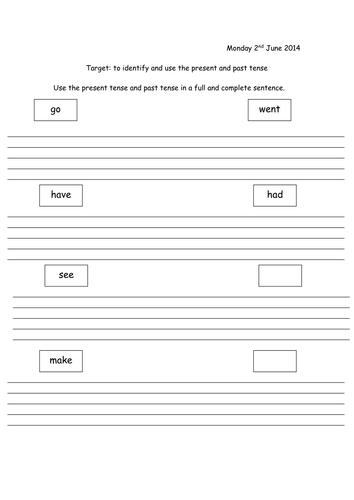 year 1 and 2 past tense teaching resources