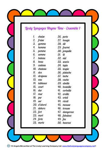 Printables Rhyming Words List french rhyming words 1 games activities by livelylearning teaching resources tes
