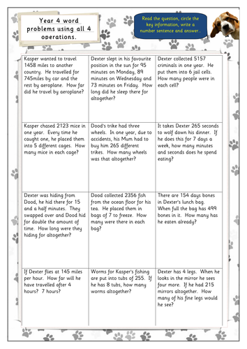 problem solving using all 4 operations