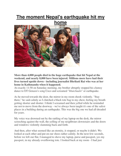 nepal earthquake 2015 case study gcse