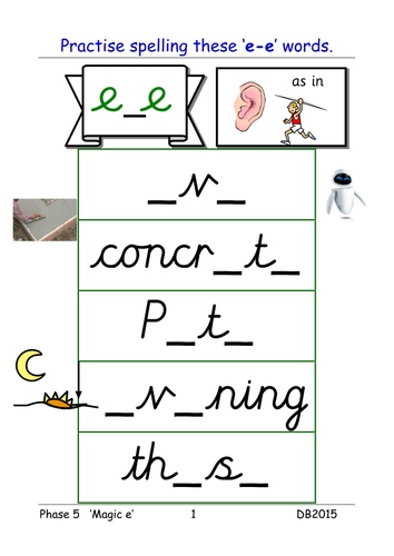 Spelling Worksheets A E<br/>