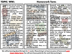 Ww2 homework grid ks2 picture
