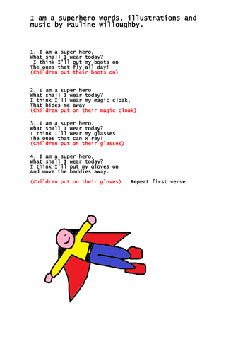 Superheroes. I am a superhero. Action song. Video . Mp3s. Lyrics . PPT ,  Worksheet .notes