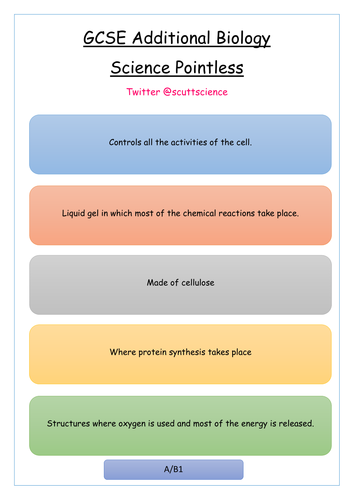 GCSE Additional Biology Pointless Game - Revision Activity